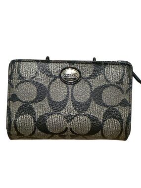 Coach Signature Black and Gray Logo Wallet